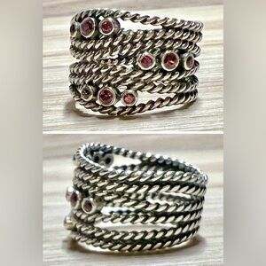 Designer Pandora Sterling Silver Hidden Romance Rhodolite Wrap Ring,  Size 5.75